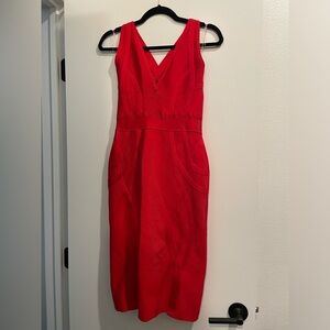 House of CB Red Large criss crossed Bodycon dress